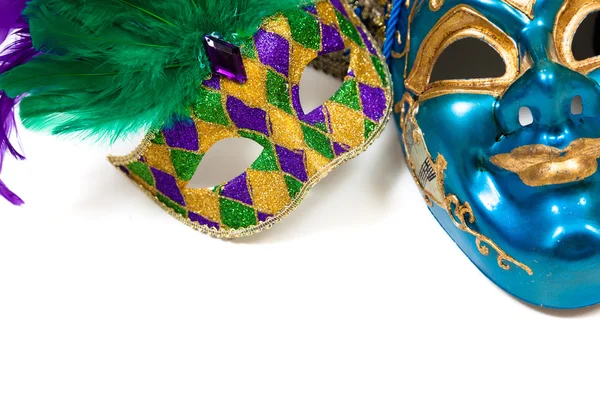 Mardi gras eller karneval masker på vit — Stockfoto