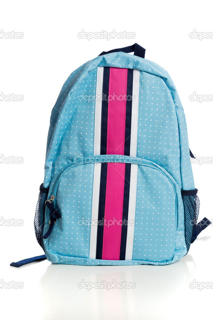 Blue and pink Backpack on a white background