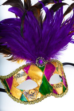 renkli mardi gras veya beyaz zemin üzerine Venedik Maske