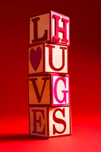 Dekorace Valentýn s slovo láska — Stock fotografie