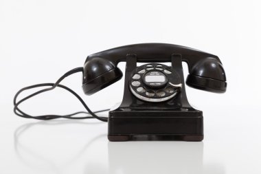 Beyaz üstüne siyah, vintage döner telefon