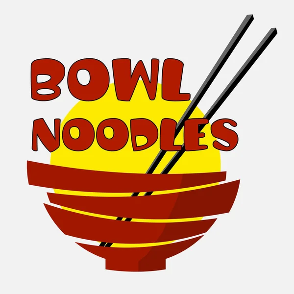 Mínimo lettering logo de cocina asiática con taza y palillos letras — Vector de stock