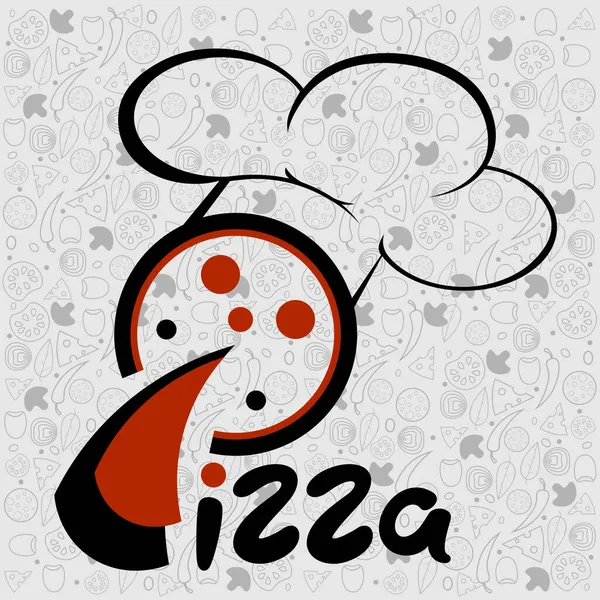 Sebzelerden oluşan bir şablonun arka planında aşçı şapkasına asgari pizza logosu.