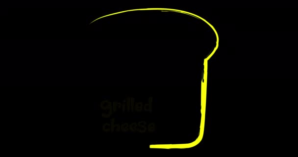 Logo Fromage Grillé Animé Lettrage Minimal Avec Silhouette Tranche Pain — Video