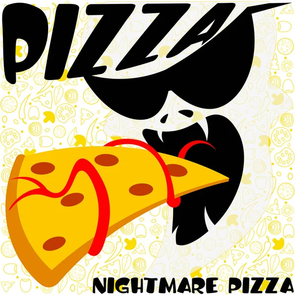 Resumo Logotipo Mínimo Com Silhueta Monstro Com Uma Fatia Pizza —  Vetores de Stock