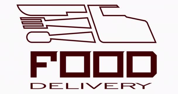 Minimale Belettering Geanimeerd Voedsel Straat Voedsel Vrachtwagen Logo — Stockvideo