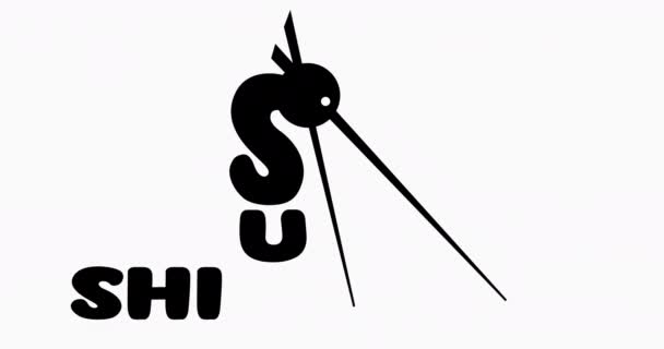 Minimal Lettering Animated Sushi Bar Logo Chopsticks Fish — Stock Video