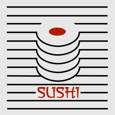 Suşi şekilli soyut Asya mutfağı