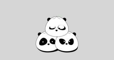 İçinde panda ve yemek çubukları olan minimum animasyon Asyalı yemek logosu