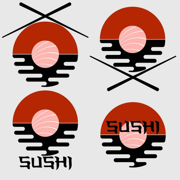 箸と寿司で抽象最小限のアジア料理のロゴ — ストックベクタ