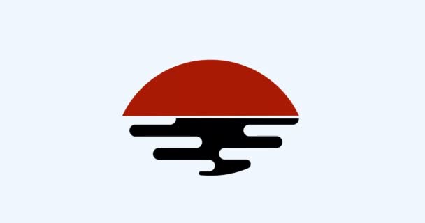 Mínimo Animado Asiático Comida Sushi Logotipo Com Abstrato Sol Reflexão — Vídeo de Stock