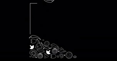 Soyut minimal pizza logosu ve koyu arkaplan üzerine arka plan