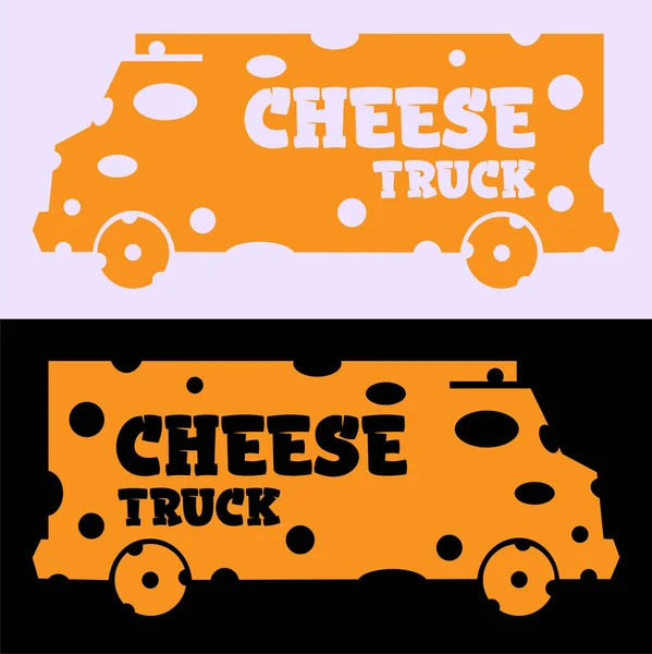 Abstracto logotipo mínimo de camión de queso cortado de queso con agujeros — Archivo Imágenes Vectoriales