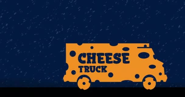 Abstract Minimal Logo Cheese Truck Cut Cheese Holes — 图库视频影像