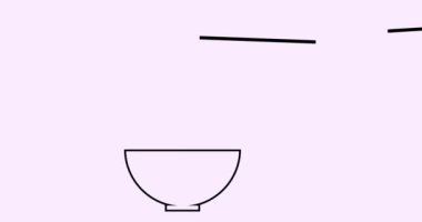 animated abstract minimal ramen noodle logo made of chopsticks and cup noodle outlines