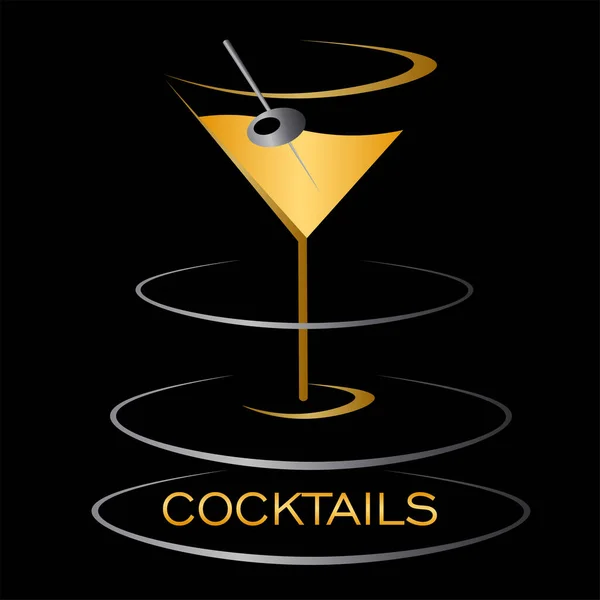 Verre à cocktail abstrait logo sur un fond sombre — Image vectorielle
