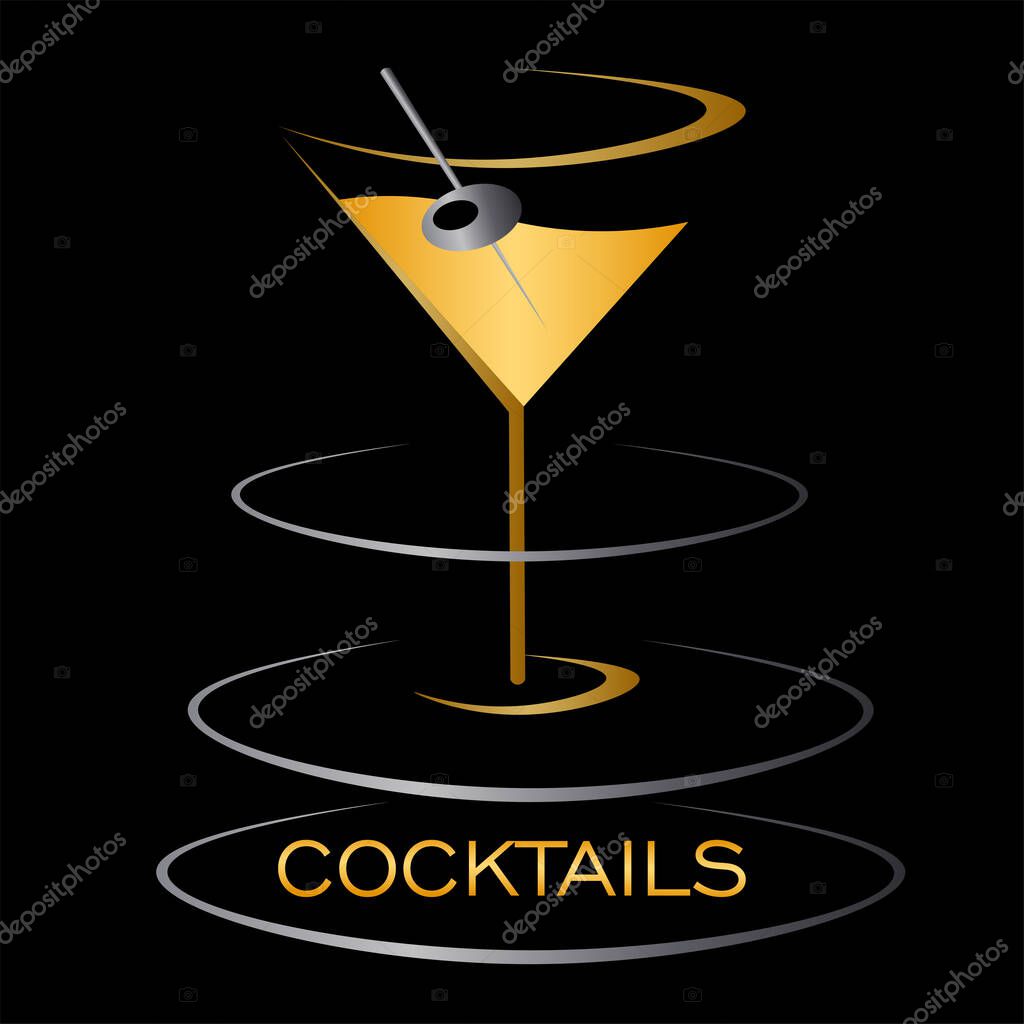 Abstract logo cocktail glass on a dark background 1
