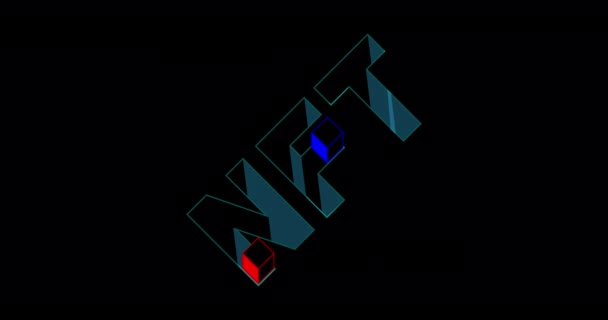 Анимированный Логотип Невзаимозаменяемого Токена Формами Перспективой — стоковое видео