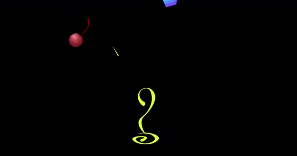 抽象动画最低鸡尾酒会标志 由玛格丽塔和稻草轮廓制成 — 图库视频影像