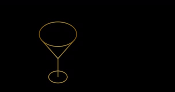 Abstrakte Animierte Minimale Logo Cocktailkarte Glas Kirsche Und Tischformen — Stockvideo