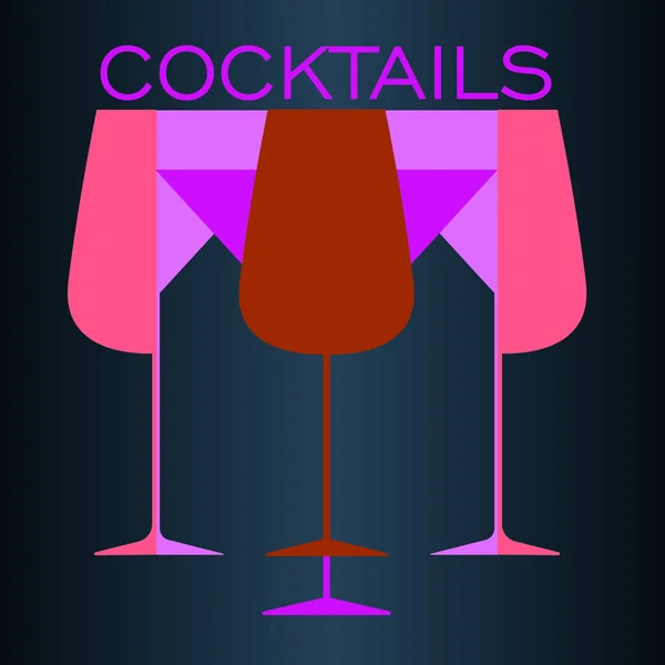 Logo minimal abstrait de cocktails de verres à martini et de vin — Image vectorielle