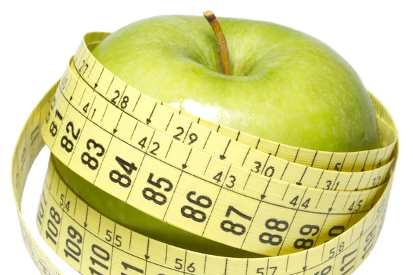 Jabłko z centymetrem — Zdjęcie stockowe