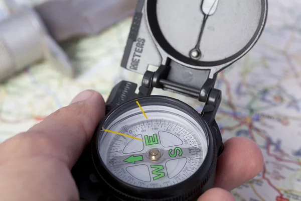 Map with compass — Stock Photo, Image