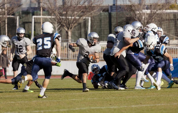 Fotboll rookies vs mellan badalona dracs barbera — Stockfoto