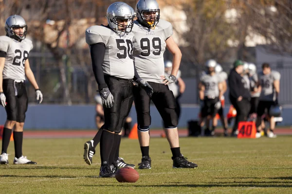 Fotboll rookies vs mellan badalona dracs barbera — Stockfoto