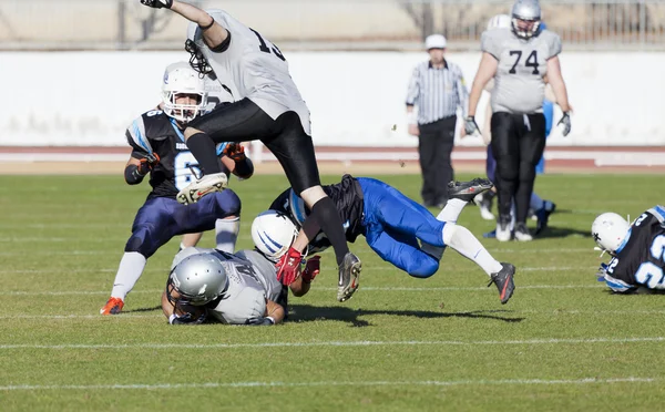 Futebol Rookies vs entre Badalona Dracs Barbera — Fotografia de Stock