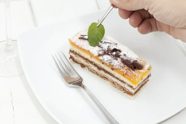 Chocolate cake with yolk — Stock Photo, Image