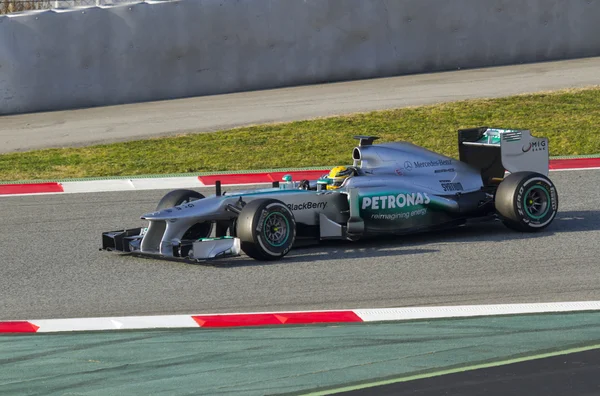 Días de prueba de equipos de Fórmula 1 en el circuito de Catalunya — Foto de Stock