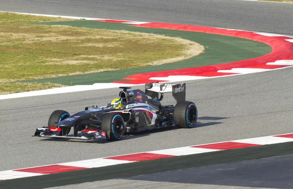Días de prueba de equipos de Fórmula 1 en el circuito de Catalunya — Foto de Stock