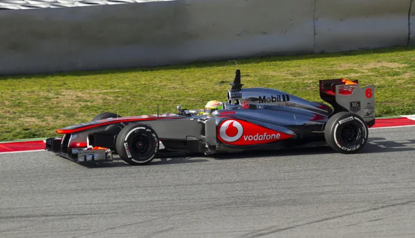 Formule 1 teams test dagen op catalunya circuit — Stockfoto