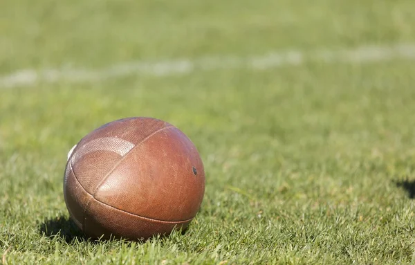 Rugby ball at green grass — Stock Photo, Image