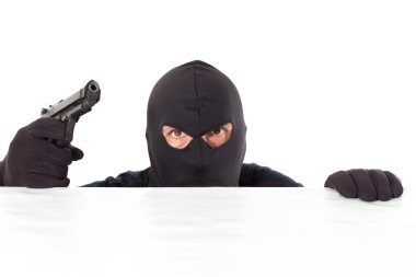 Thief with a pistol clipart