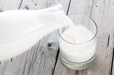 Bottle and glass of milk clipart
