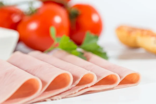 Thin slices of ham — Stock Photo, Image