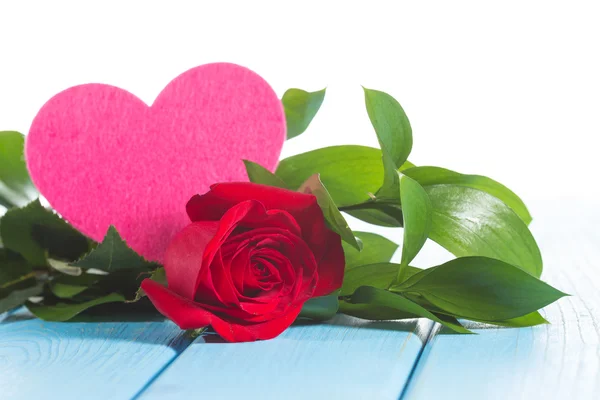 Rosa fresca con un cuore — Foto Stock