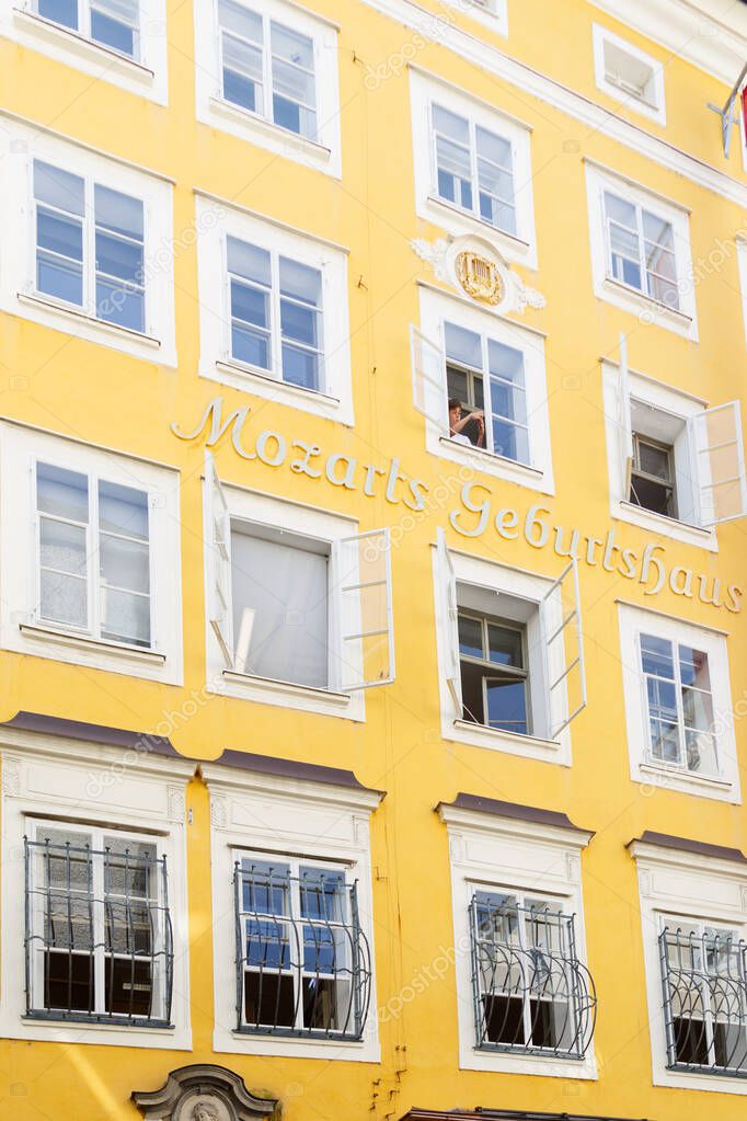 Salzburg, Austria - August 15,2022: Birthplace of the famous composer Wolfgang Amadeus Mozart