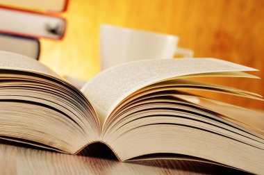 Kitap masanın üstünde.