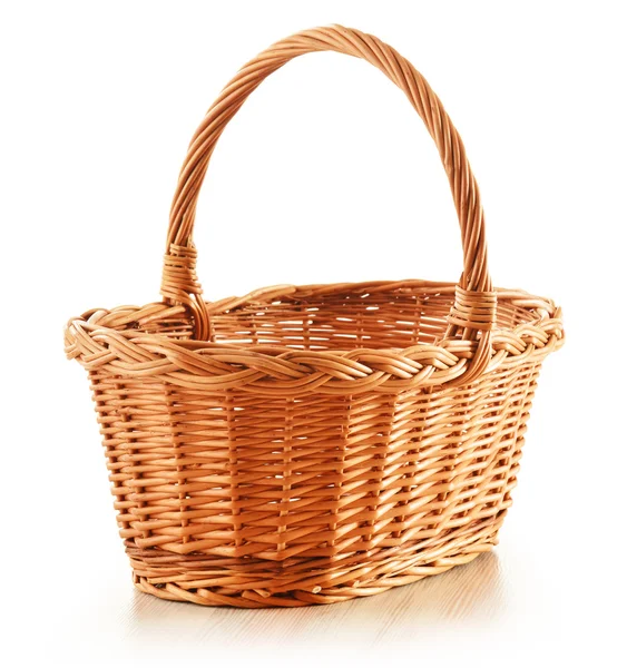 Empty wicker basket isolated on white — Stock Photo, Image