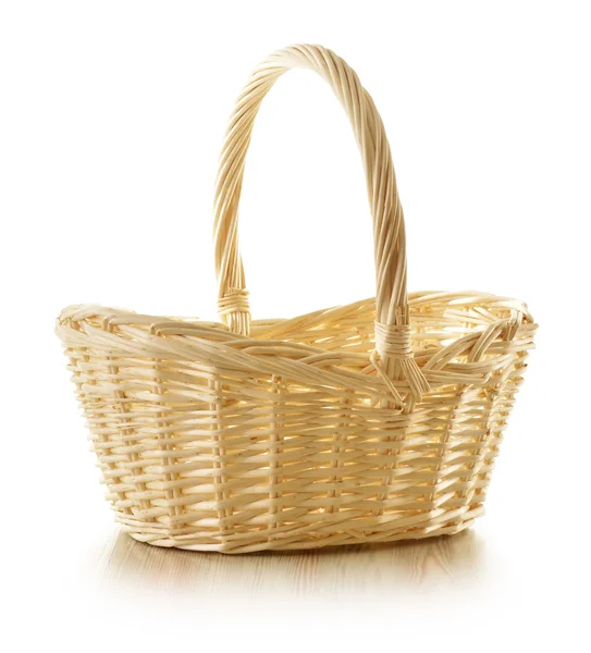 Empty wicker basket isolated on white — Stock Photo, Image