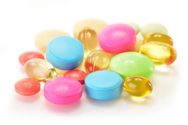 Kompozycja z różnych tabletek leków i suplementów diety — Zdjęcie stockowe