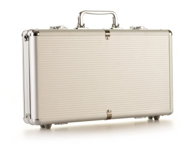 modern Metalik Gümüş çanta üzerinde beyaz izole