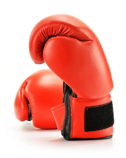 Pair of red leather boxing gloves isolated on white — Stock Photo, Image