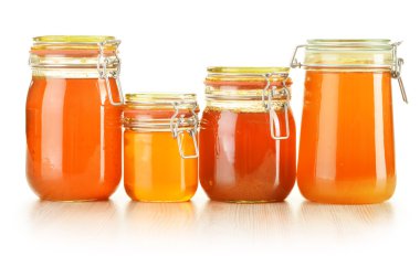 kavanoz bal üzerine beyaz izole ile kompozisyon