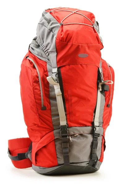 Duży czerwony plecak turystyczne na białym tle — Zdjęcie stockowe