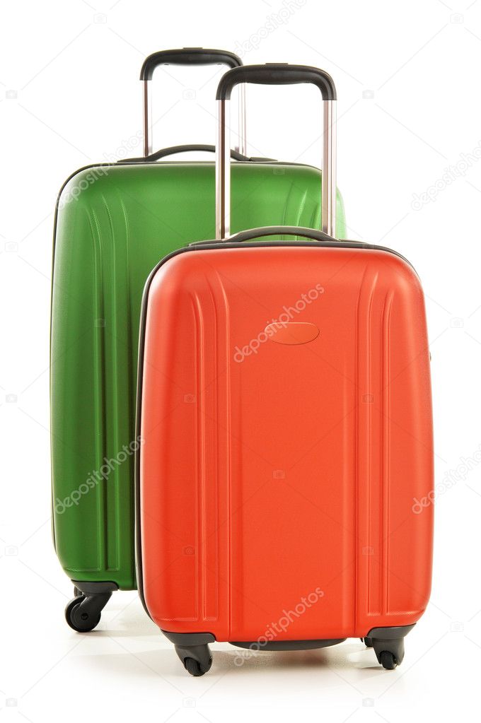 Luggage consisting of large suitcases isolated on white