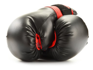 deri Boks eldiveni üzerinde beyaz izole